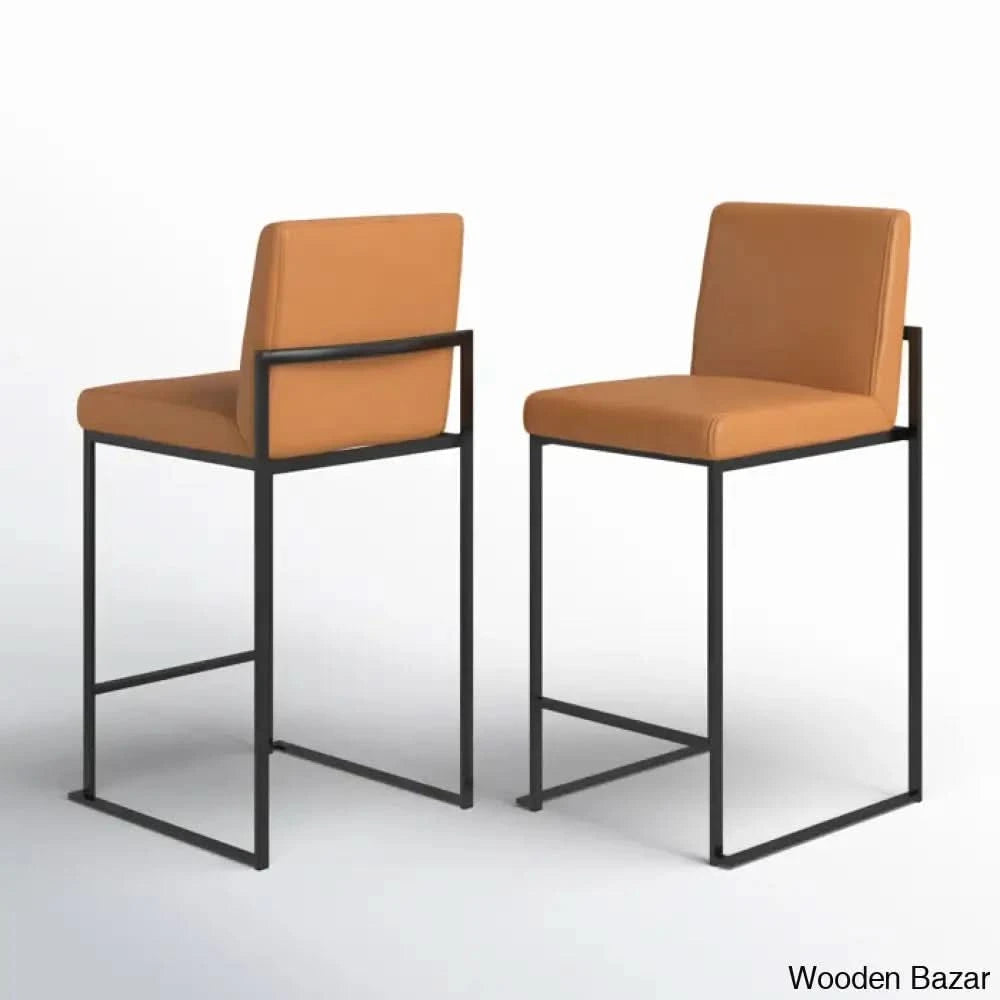 Rakowskiz Swivel Upholstered Counter And Bar Stool With Metal Frame (Set Of 2)