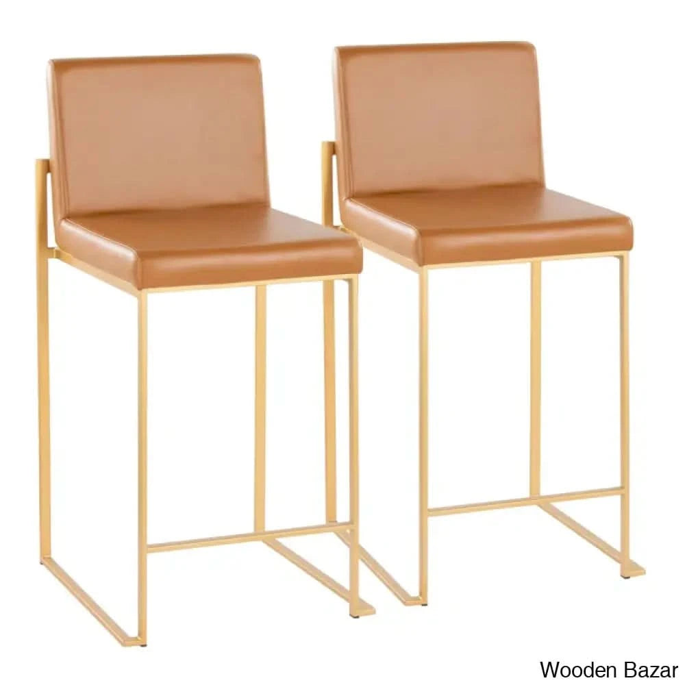 Rakowskiz Swivel Upholstered Counter And Bar Stool With Metal Frame (Set Of 2)