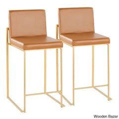 Rakowskiz Swivel Upholstered Counter And Bar Stool With Metal Frame (Set Of 2)