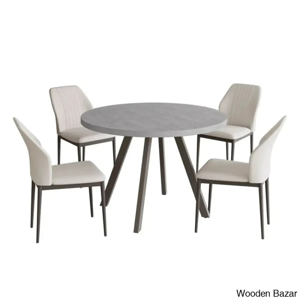 Ranjiosh 35.4’’ Round Dining Table Set | Sleek Modern Kitchen For 4People