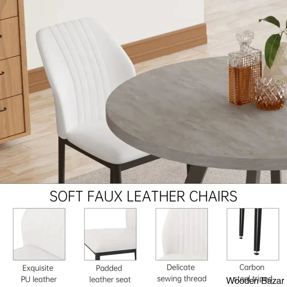 Ranjiosh 35.4’’ Round Dining Table Set | Sleek Modern Kitchen For 4People