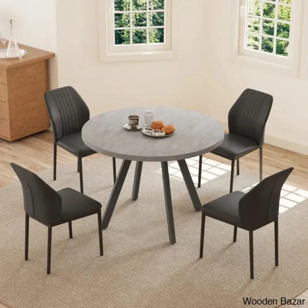Ranjiosh 35.4’’ Round Dining Table Set | Sleek Modern Kitchen For 4People