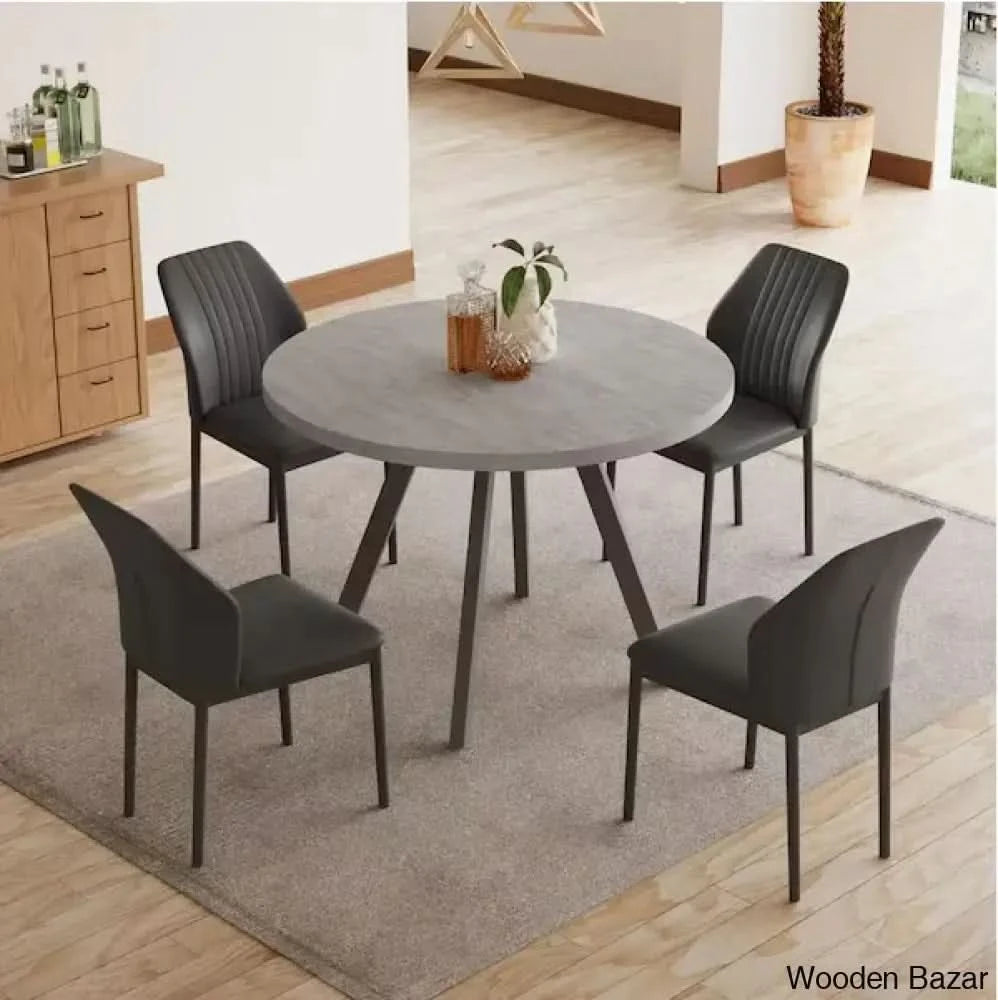 Ranjiosh 35.4’’ Round Dining Table Set | Sleek Modern Kitchen For 4People