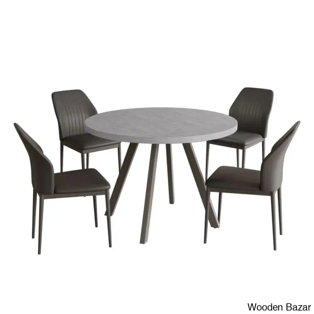 Ranjiosh 35.4’’ Round Dining Table Set | Sleek Modern Kitchen For 4People