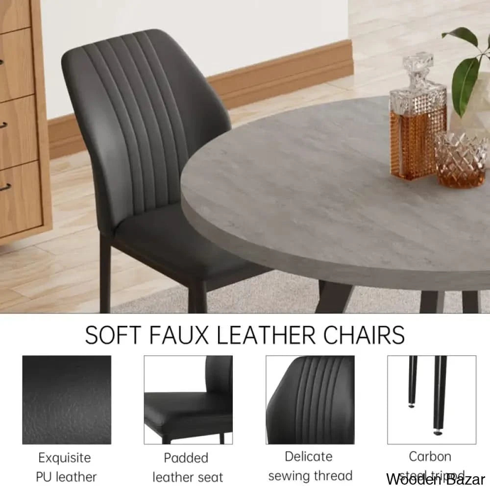 Ranjiosh 35.4’’ Round Dining Table Set | Sleek Modern Kitchen For 4People