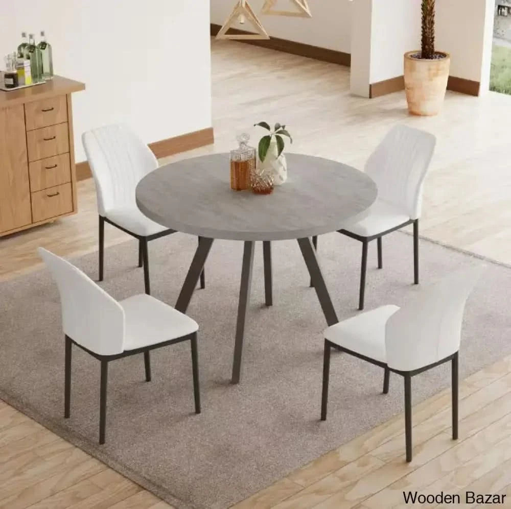 Ranjiosh 35.4’’ Round Dining Table Set | Sleek Modern Kitchen For 4People