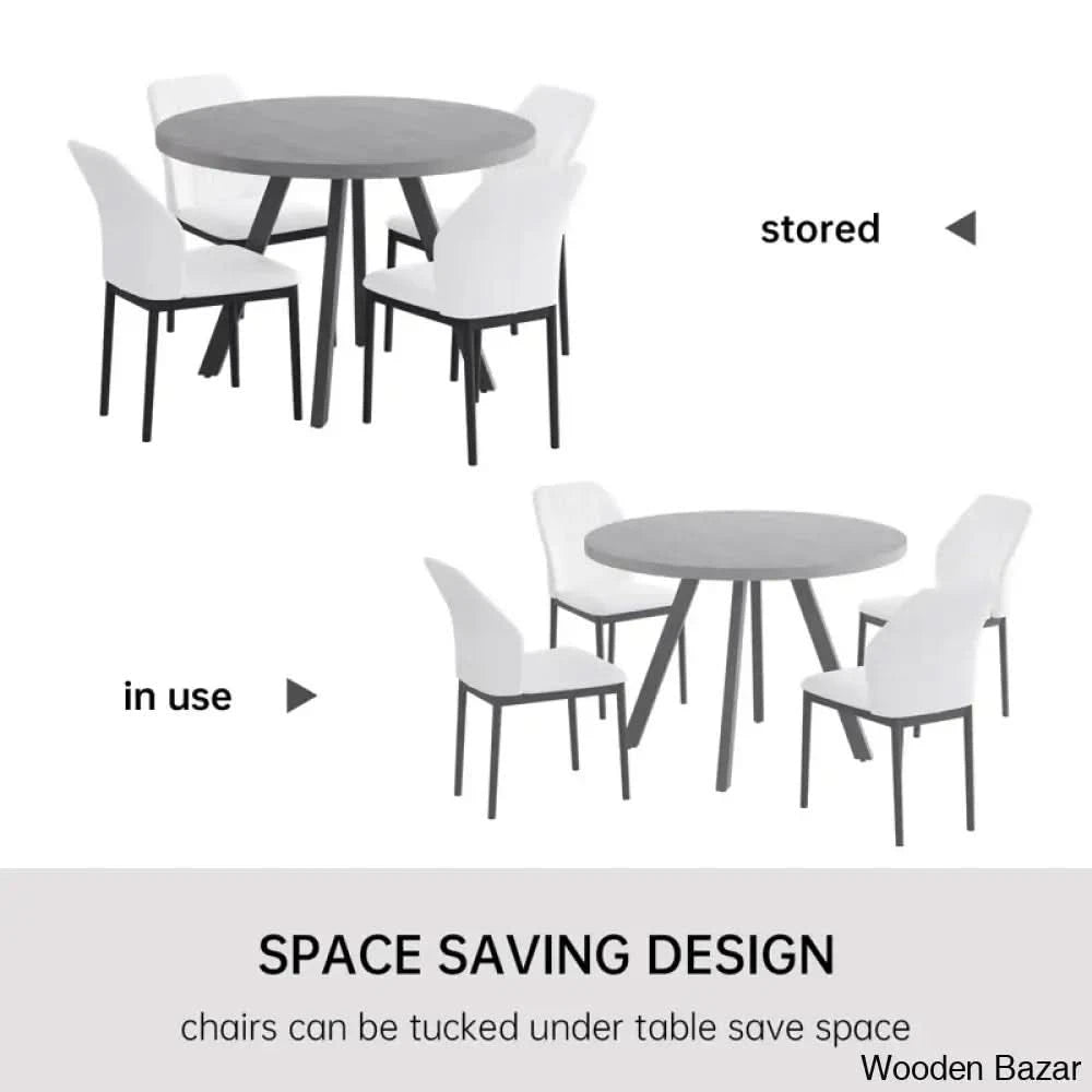 Ranjiosh 35.4’’ Round Dining Table Set | Sleek Modern Kitchen For 4People