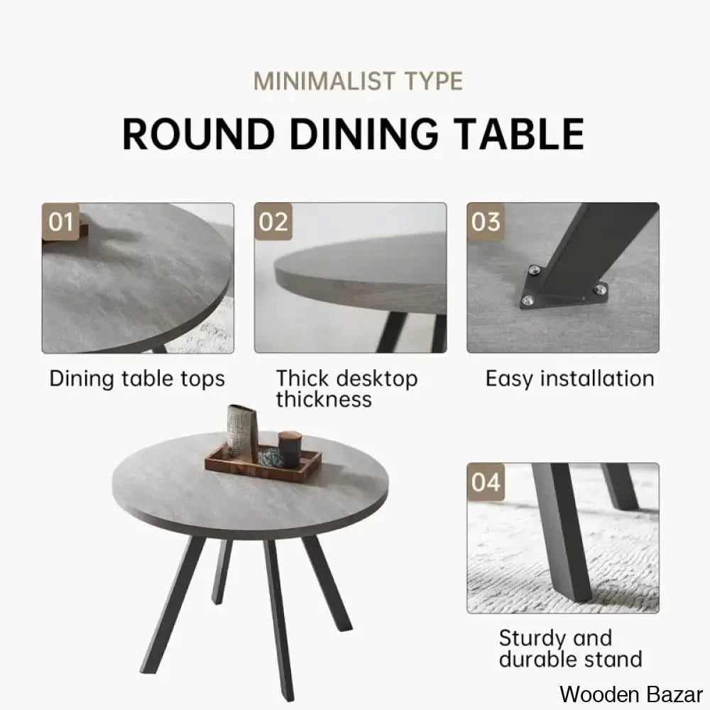 Ranjiosh 35.4’’ Round Dining Table Set | Sleek Modern Kitchen For 4People