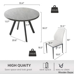 Ranjiosh 35.4’’ Round Dining Table Set | Sleek Modern Kitchen For 4People