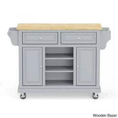 Raynham Wide Rolling Kitchen Island Trolley Cart Cabinet Kitchen Island With Storage