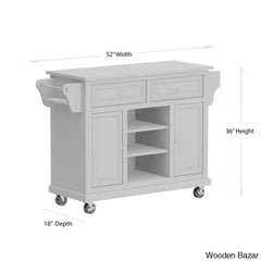 Raynham Wide Rolling Kitchen Island Trolley Cart Cabinet Kitchen Island With Storage