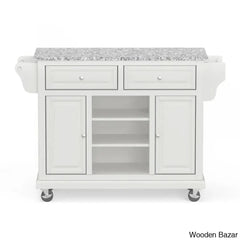 Raynham Wide Rolling Kitchen Island Trolley Cart Cabinet Kitchen Island With Storage