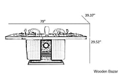 Reggie Luxury Wooden Finish Dining Table Set In Marble Style