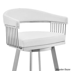 Robinetto Swivel Counter And Bar Height Stool With Arms Footrest In Faux Leather Metal