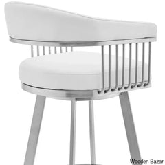 Robinetto Swivel Counter And Bar Height Stool With Arms Footrest In Faux Leather Metal