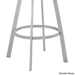 Robinetto Swivel Counter And Bar Height Stool With Arms Footrest In Faux Leather Metal