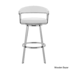 Robinetto Swivel Counter And Bar Height Stool With Arms Footrest In Faux Leather Metal