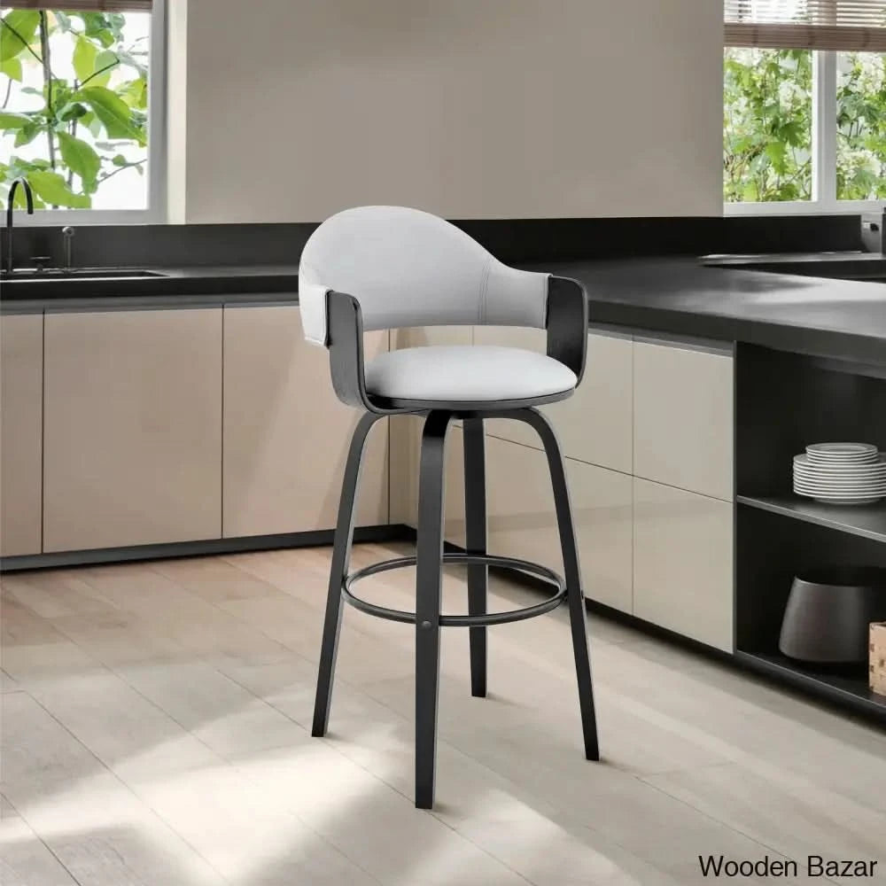 Romarino Swivel Counter or Bar Height Bar Stool with Arms and Footrest