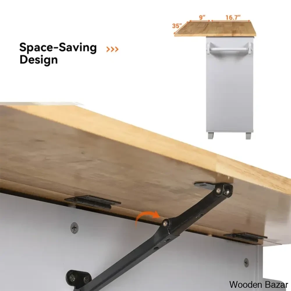 Ronzel 35āāW Rolling Kitchen Trolley Cart Cabinet Kitchen Island With Storage Solid Wood Drop