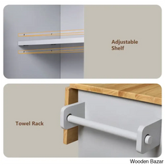 Ronzel 35āāW Rolling Kitchen Trolley Cart Cabinet Kitchen Island With Storage Solid Wood Drop