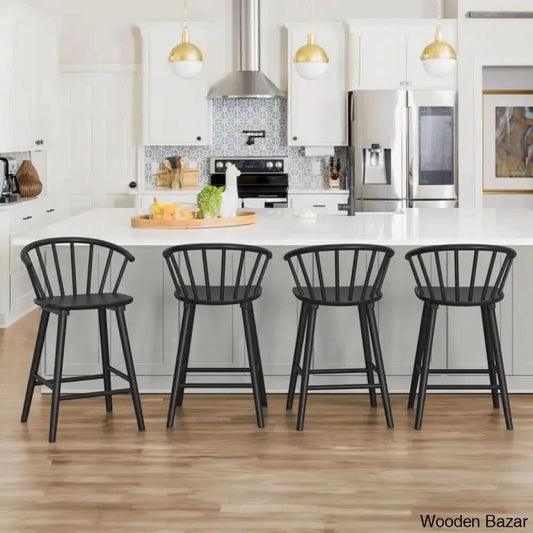 Rosamariae Swivel Solid Wood Counter And Bar Stool (Set Of 4) Black / (26” Seat Height)