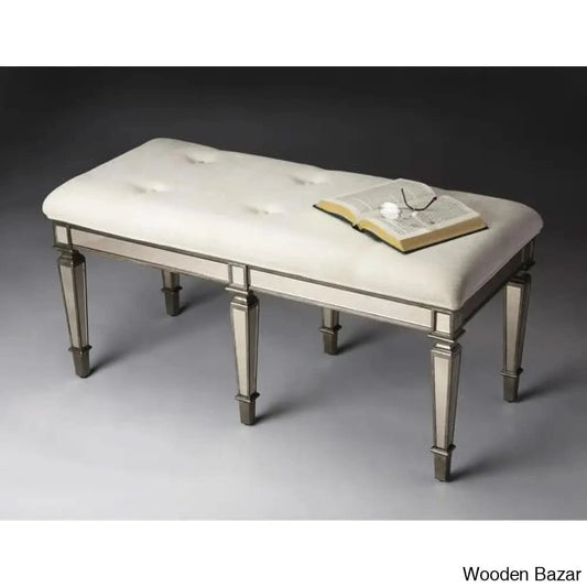 Royal Mirrored Upholstered Bench - Wooden Bazar