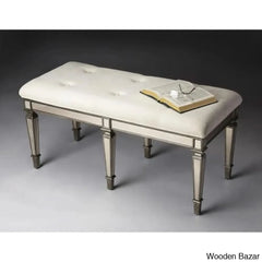 Royal Mirrored Upholstered Bench - Wooden Bazar