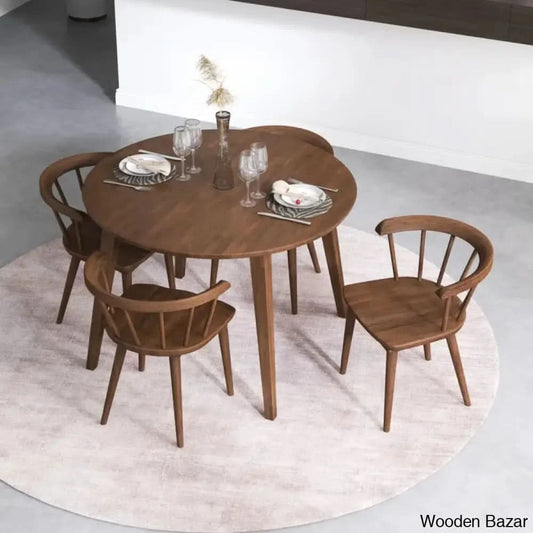 Saige 4 Seater New Walnut Solid Wood Dining Set