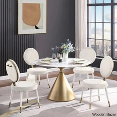 Santor Stylish 4 Seater Pedestal Dining Set - Wooden Bazar Beige
