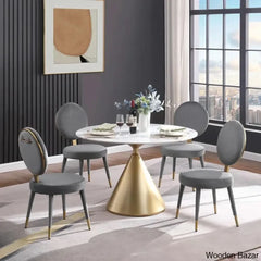 Santor Stylish 4 Seater Pedestal Dining Set - Wooden Bazar Gray