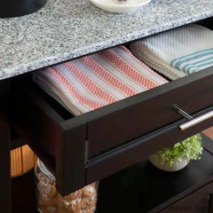 Sariol Granite Top Wood Kitchen Cart With Storage Trolley Cart Cabinet Kitchen Island Storage