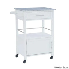 Sariol Granite Top Wood Kitchen Cart With Storage Trolley Cart Cabinet Kitchen Island Storage