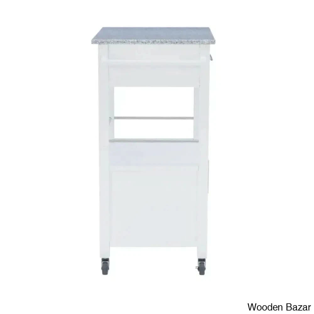 Sariol Granite Top Wood Kitchen Cart With Storage Trolley Cart Cabinet Kitchen Island Storage