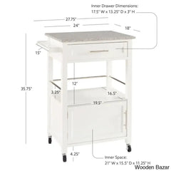 Sariol Granite Top Wood Kitchen Cart With Storage Trolley Cart Cabinet Kitchen Island Storage