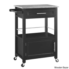 Sariol Granite Top Wood Kitchen Cart With Storage Trolley Cart Cabinet Kitchen Island Storage