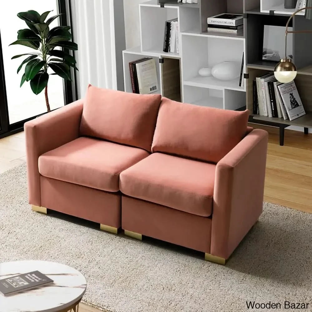 modular sectional sofa with pink velvet design