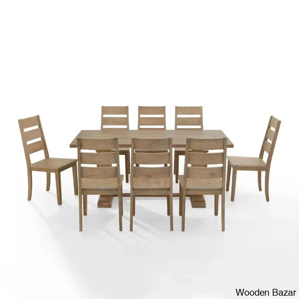 Shillong New Trestle Dining Set For Modern Living - Wooden Bazar