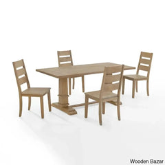 Shillong New Trestle Dining Set For Modern Living - Wooden Bazar
