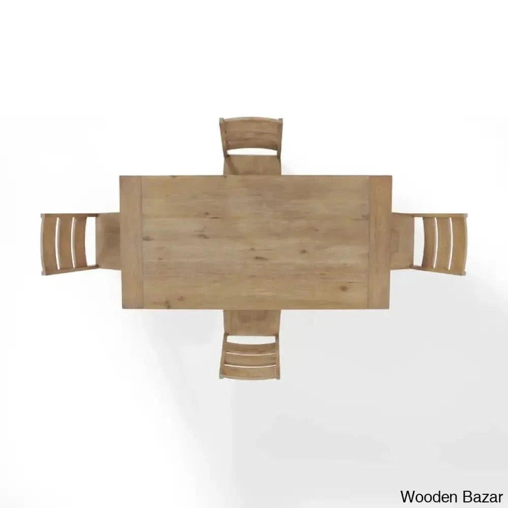 Shillong New Trestle Dining Set For Modern Living - Wooden Bazar