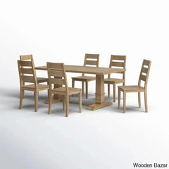 Shillong New Trestle Dining Set For Modern Living - Wooden Bazar