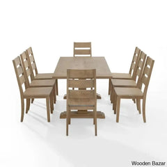 Shillong New Trestle Dining Set For Modern Living - Wooden Bazar