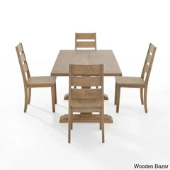 Shillong New Trestle Dining Set For Modern Living - Wooden Bazar