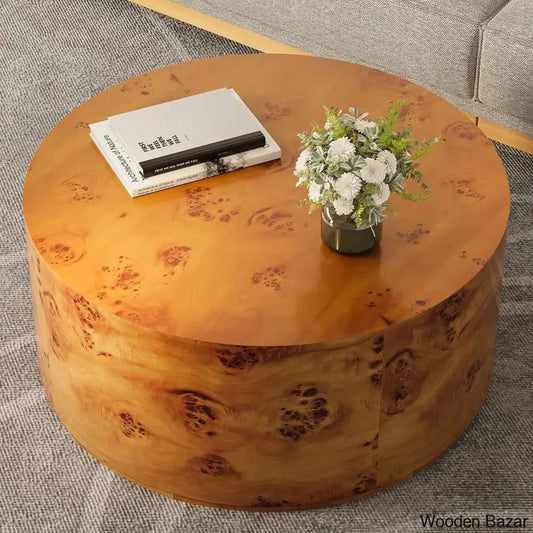 Skipper Burl Wood Coffee Table And Center Table Brown