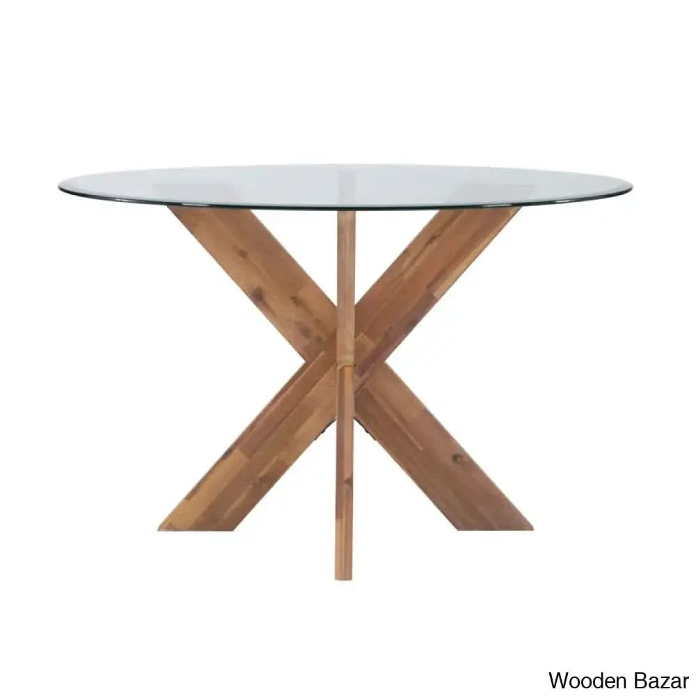 Smiley Best 4 Seater Round Glass Top Dining Set