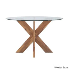 Smiley Best 4 Seater Round Glass Top Dining Set