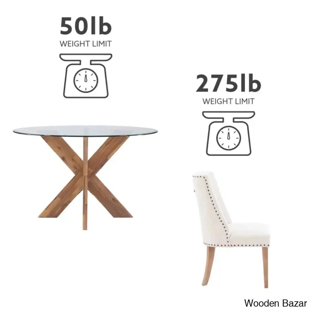 Smiley Best 4 Seater Round Glass Top Dining Set
