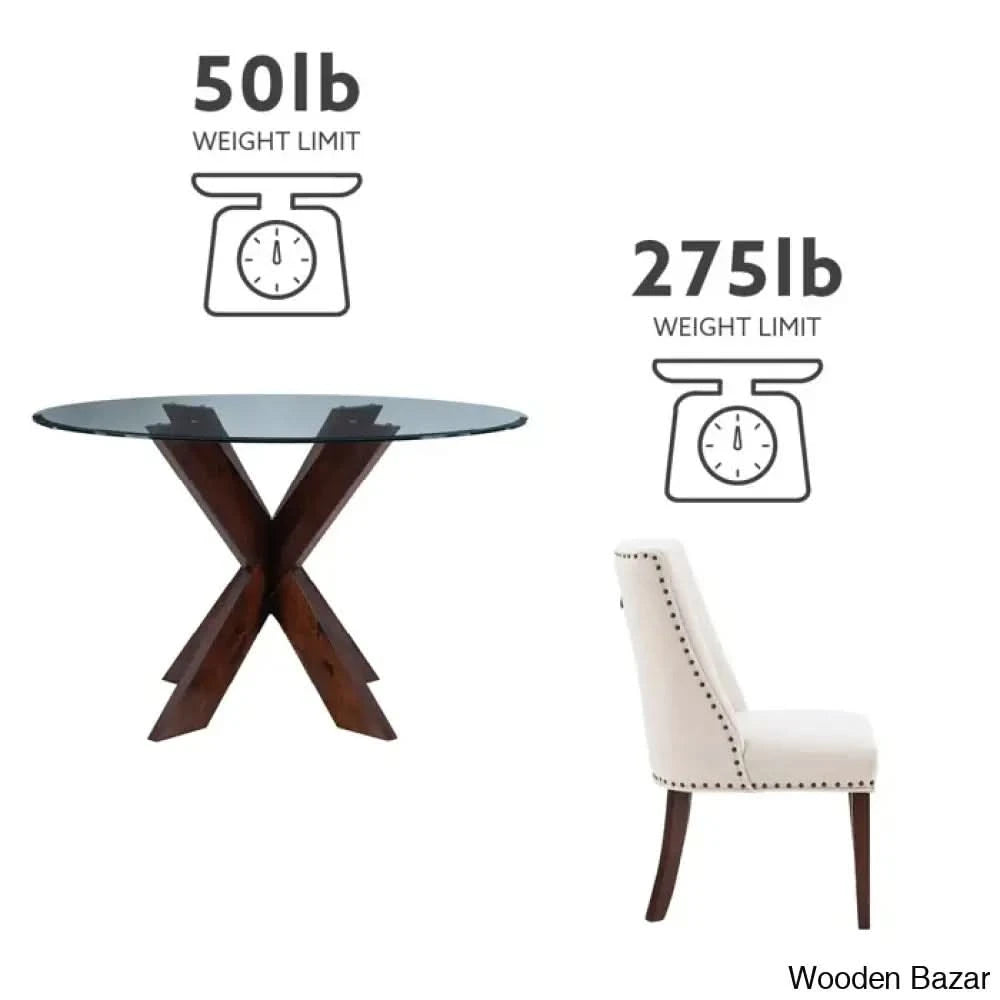 Smiley Best 4 Seater Round Glass Top Dining Set