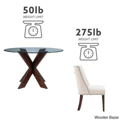 Smiley Best 4 Seater Round Glass Top Dining Set