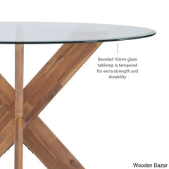 Smiley Best 4 Seater Round Glass Top Dining Set