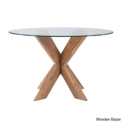 Smiley Best 4 Seater Round Glass Top Dining Set